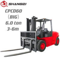 CPCD60 (Dieselstapler + doppeltes Vorderrad + Hubgewicht: 6,0 Tonnen + optionaler Mast + 1,22 m Gabel)